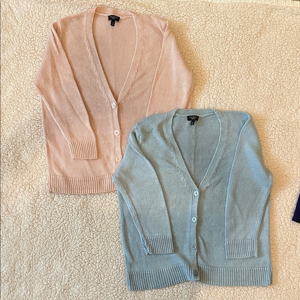 Talbots Women's Cardigan Set - Light Pink and Light Blue